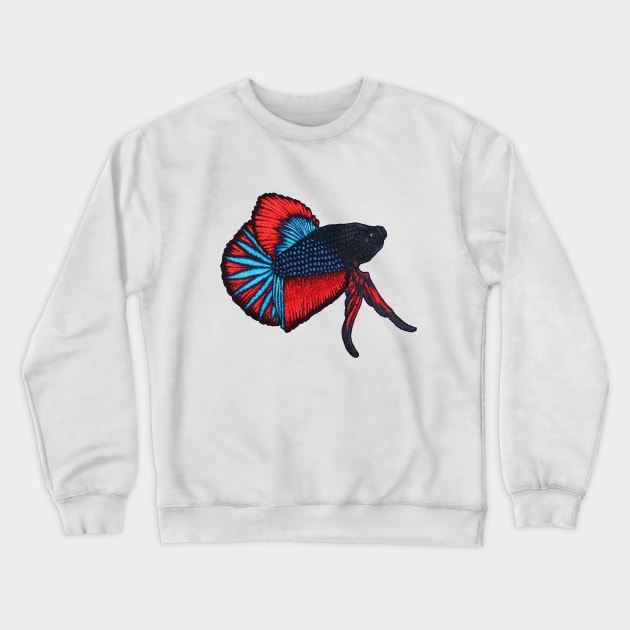 Pointillism Betta Fish Crewneck Sweatshirt by Orphean Designs